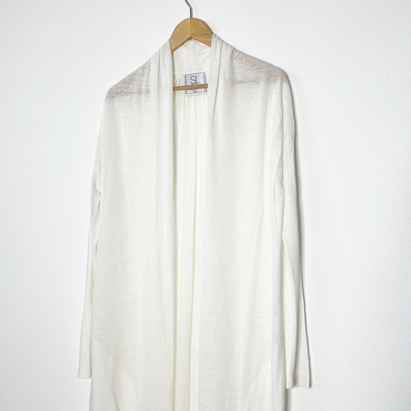 Sarah Liller (SLSF) Linen Blend Open Front Cardigan Sweater - Picture 13 of 13